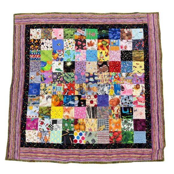 Handmade I Spy Patchwork Quilt 38"x38" By Denise Allen Multicolor Cotton Fabric - Picture 1 of 6